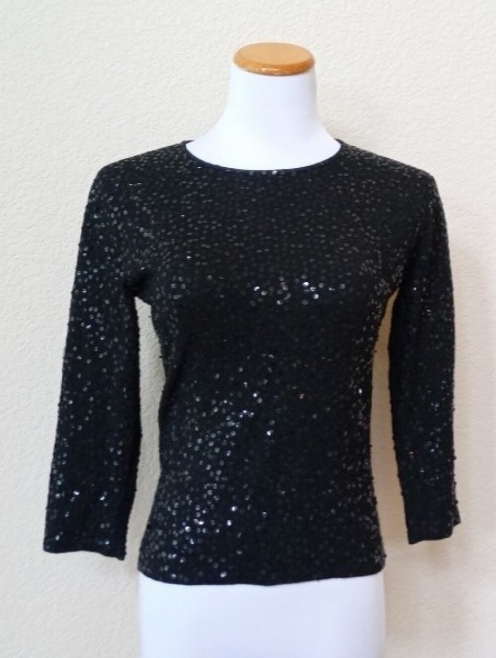 Shelli Segal vintage 1990s silk and cashmere blend sequin knit sweater top